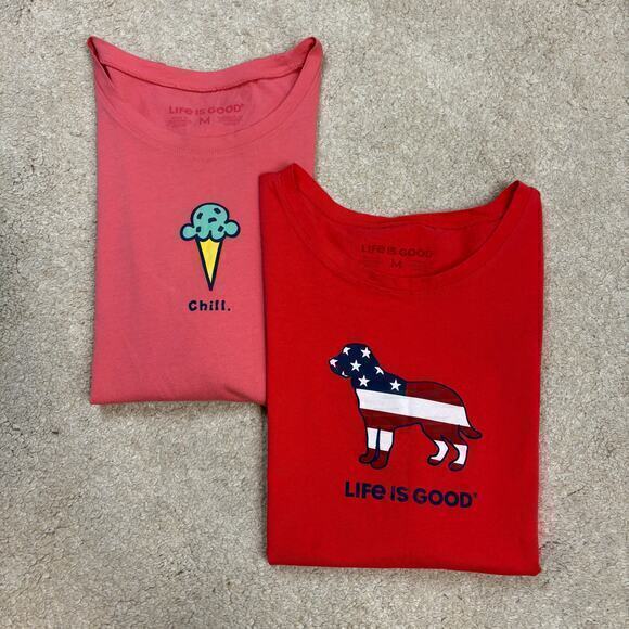 Life Is Good Tops - Life Is Good Set Of 2 Women's Tank Tops Summer Ice Cream Dog America Size M